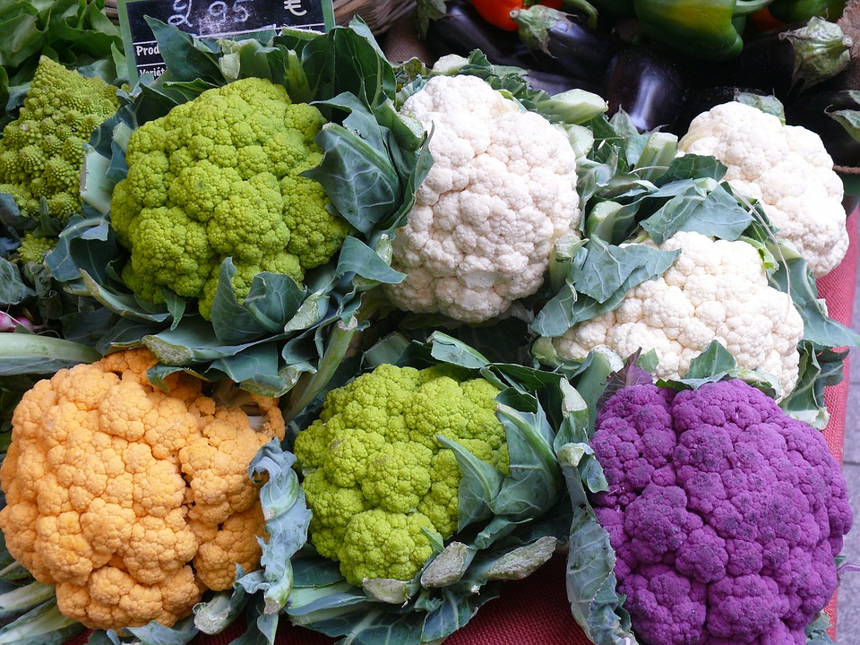 cauliflower in different colors