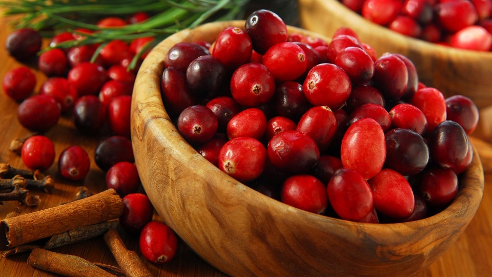 a bowl of fresh cranberries