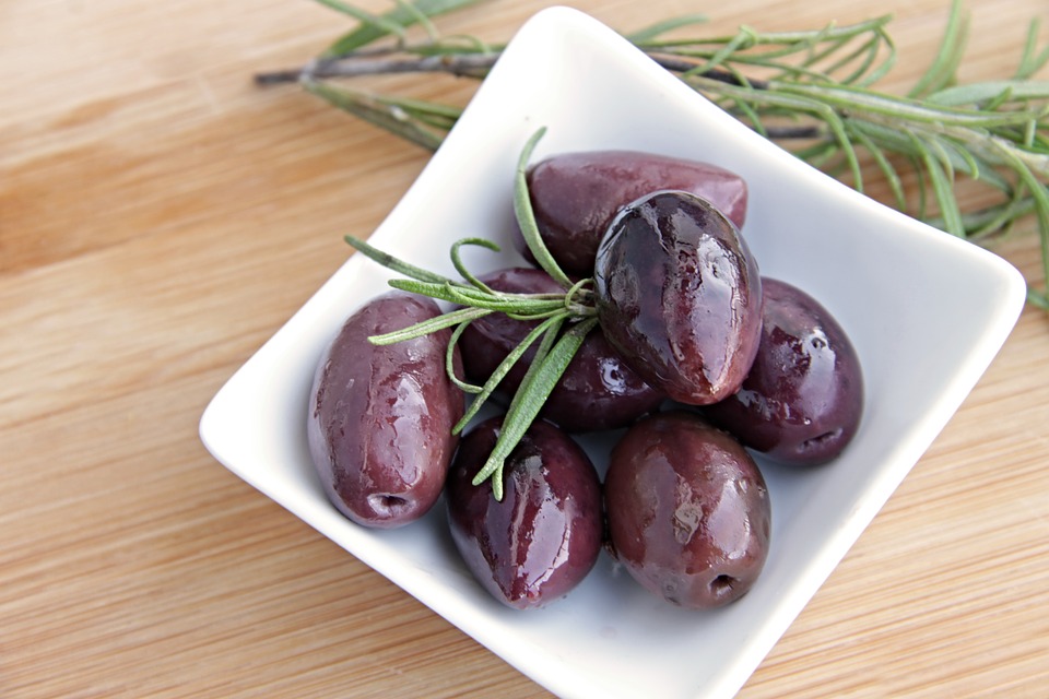 olives on a white plate