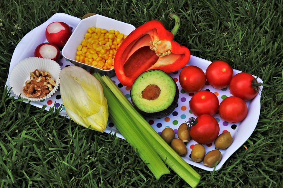 vegetables on a white plate